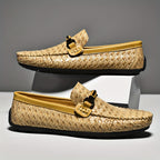 Men's Woven Effect Loafers with Buckle