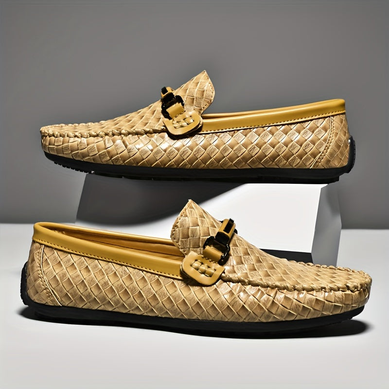 Men's Woven Effect Loafers with Buckle