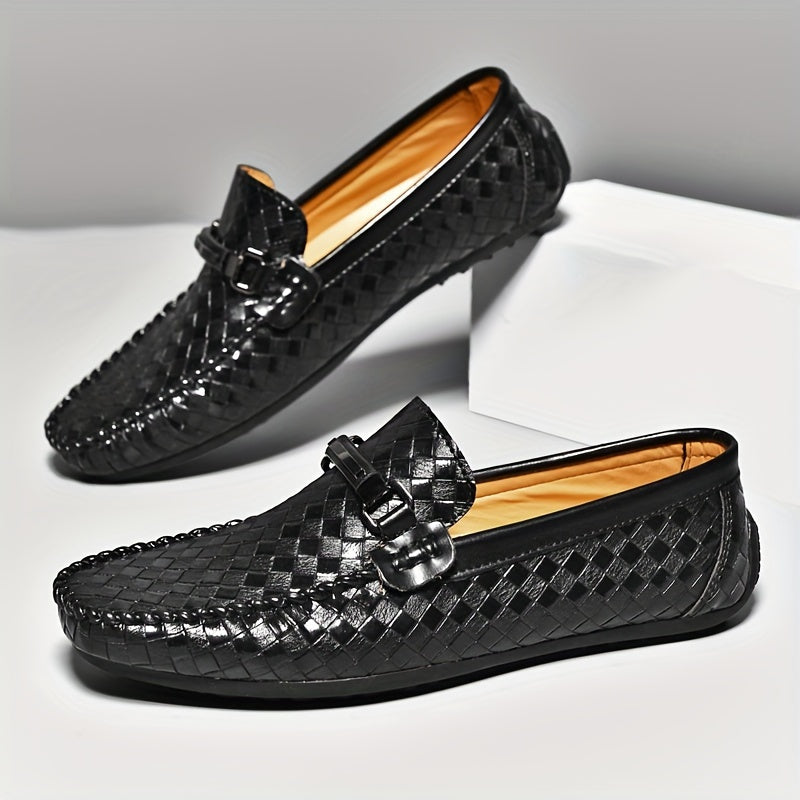Men's Woven Effect Loafers with Buckle