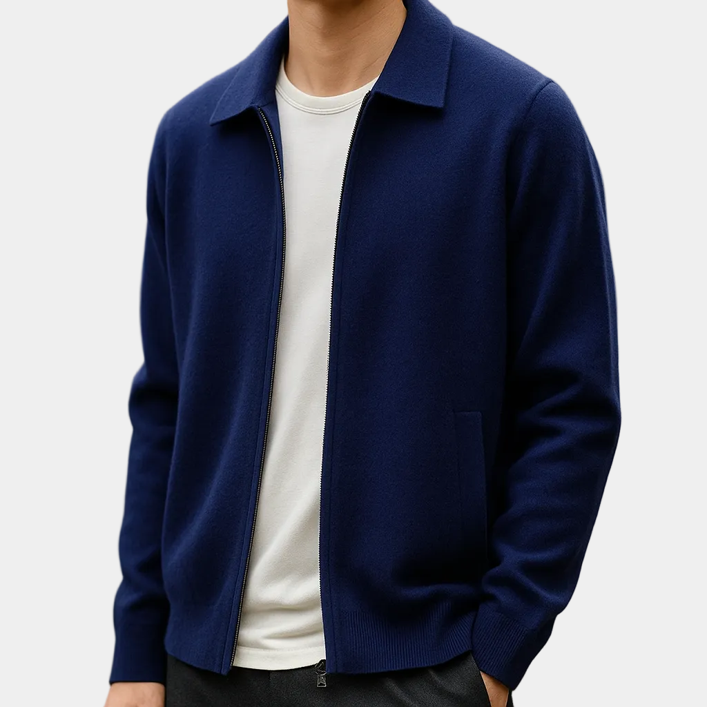Men's Zip-Up Collared Cardigan