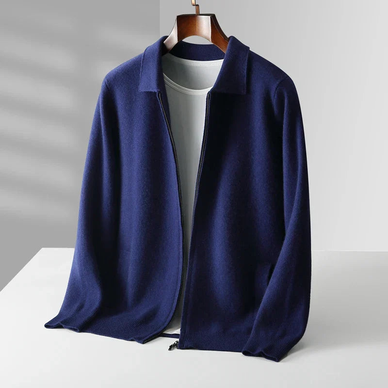 Men's Zip-Up Collared Cardigan