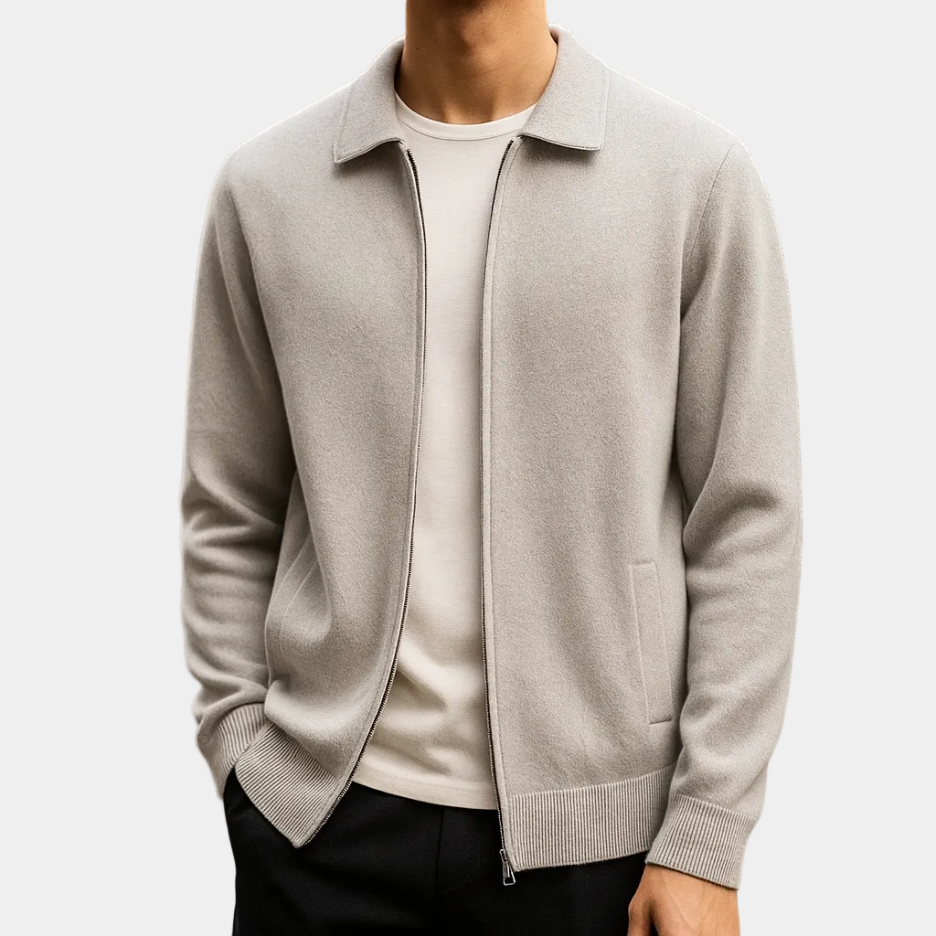 Men's Zip-Up Collared Cardigan