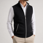Men's Contrast Trim Full-Zip Sweater Vest