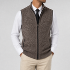 Men's Contrast Trim Full-Zip Sweater Vest