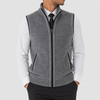 Men's Contrast Trim Full-Zip Sweater Vest