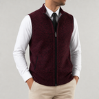 Men's Contrast Trim Full-Zip Sweater Vest