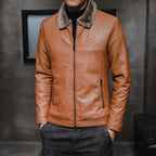 Men's Zip-Up Synthetic Fur Collar Jacket