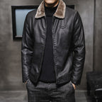 Men's Zip-Up Synthetic Fur Collar Jacket