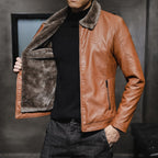 Men's Zip-Up Synthetic Fur Collar Jacket