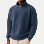 Textured Men's Sweater with Zip Collar