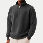 Textured Men's Sweater with Zip Collar
