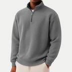 Textured Men's Sweater with Zip Collar