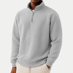 Textured Men's Sweater with Zip Collar