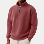 Textured Men's Sweater with Zip Collar